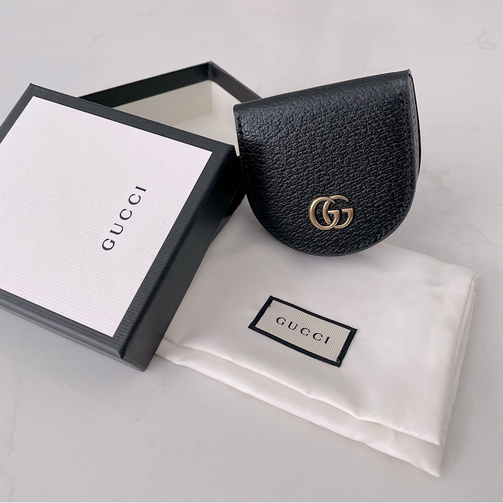 GUCCI GG Marmont Full-Grain Leather Coin Case